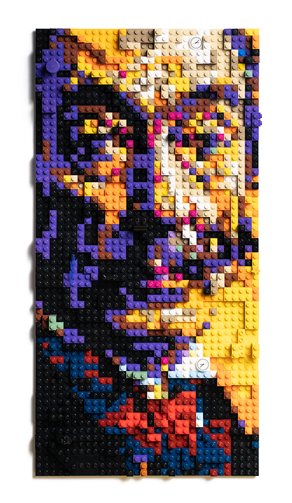 Close up portrait of Salvador Dali in Lego