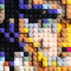 Portrait of Whitney Houston in Lego closeup