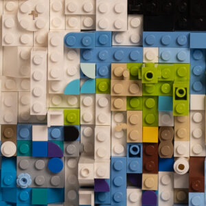 Joyous African woman's portrait in lego Closeup