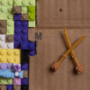 Asian girl in lego inlayed in lego closeup